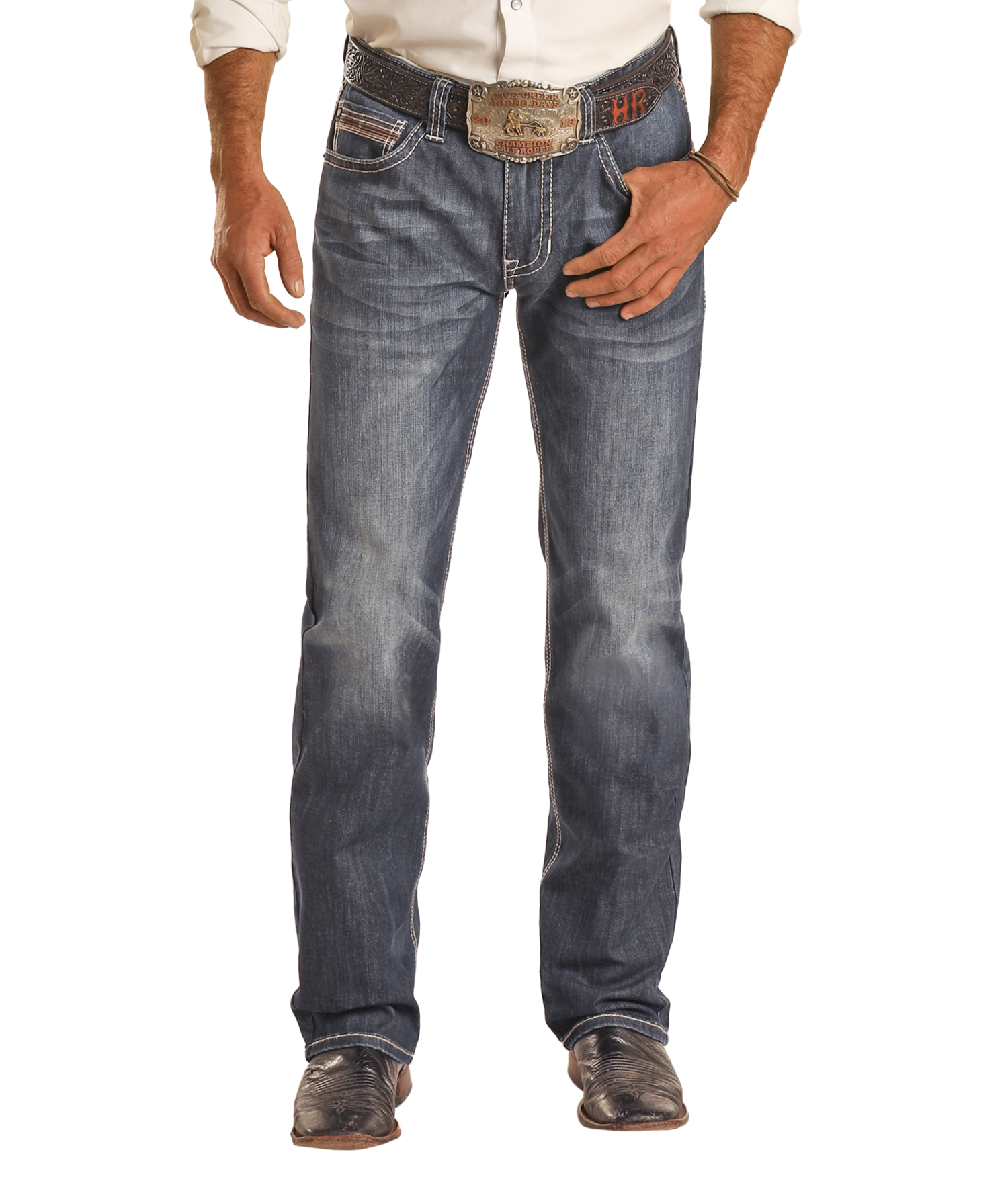 Slim Fit V Stitch Straight Boot Jeans