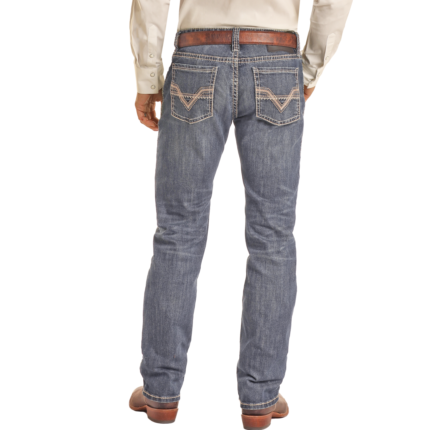 Slim Fit Ivory Stitch Straight Leg Jeans