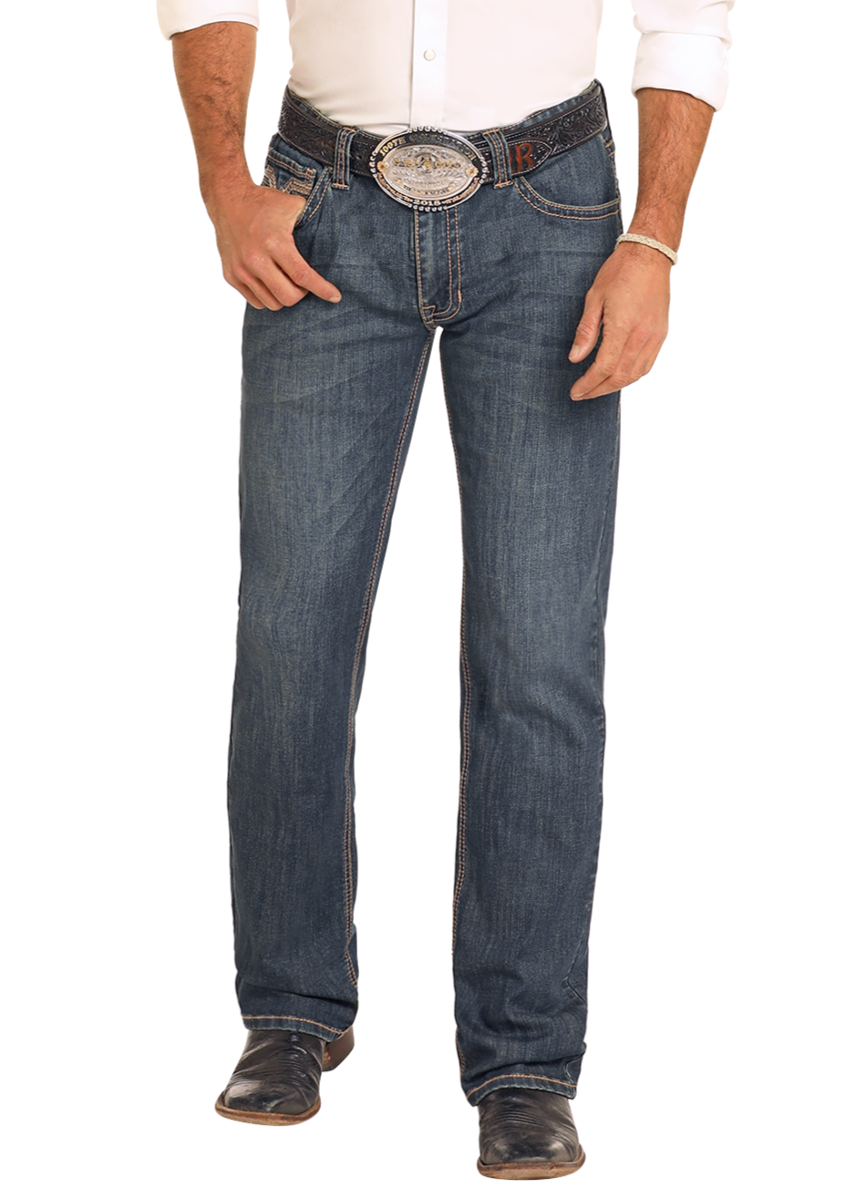 Slim Fit Thick Stitch Straight Leg Jeans