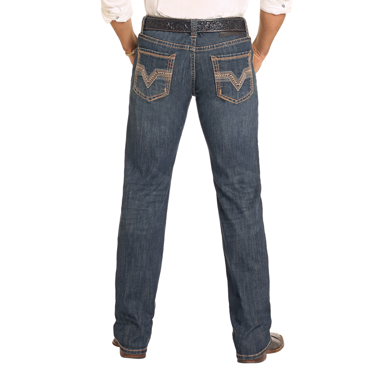 Slim Fit Thick Stitch Straight Leg Jeans