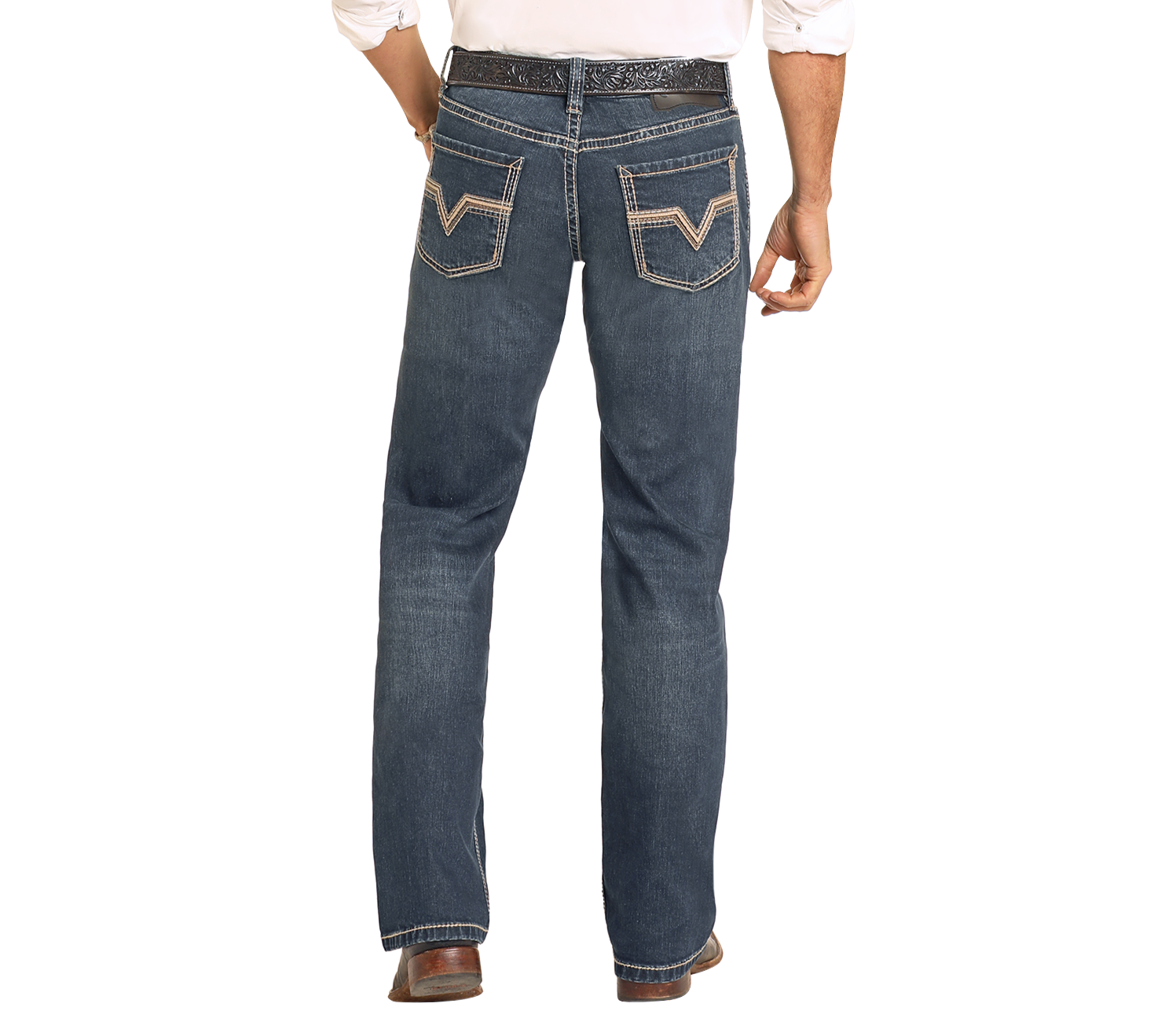 Slim Fit Leather V Straight Leg Jeans