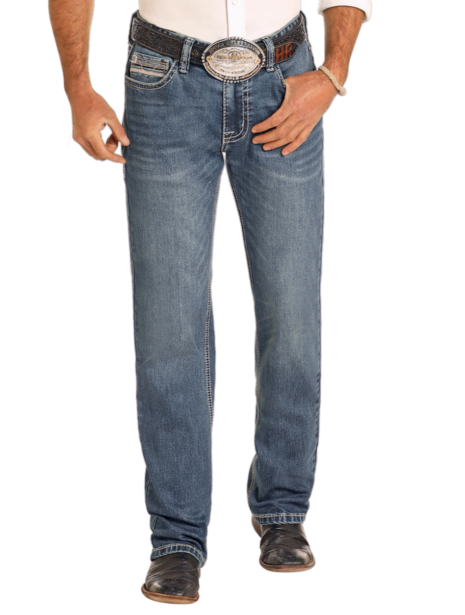 Slim Fit Rope Stitch Straight Leg Jeans