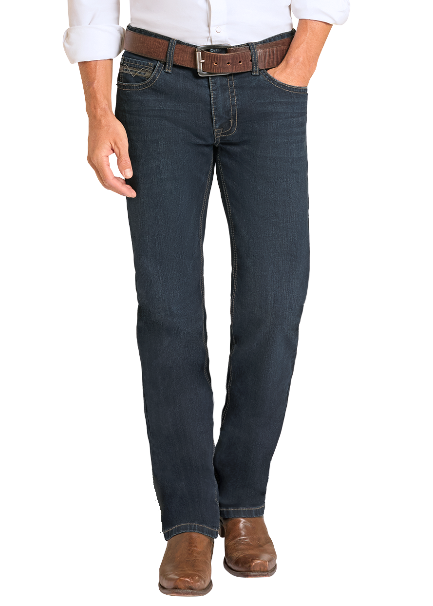 Man wearing a white shirt, dark jeans, and cowboy boots on a white background