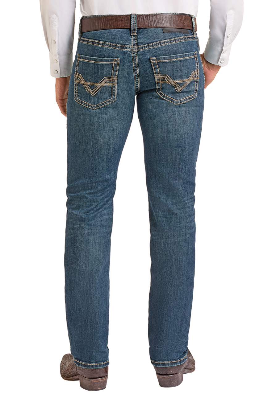 Man wearing a white shirt, blue jeans, and a beige cowboy hat on a white background