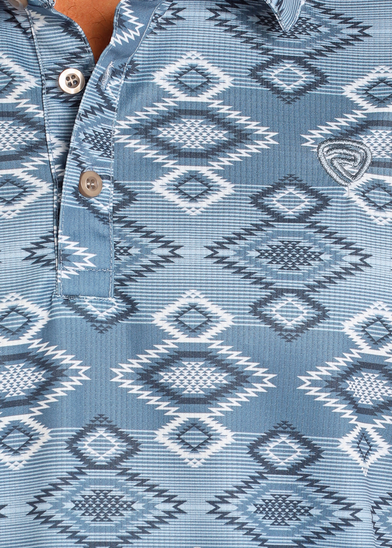 Blue Aztec Print Polo