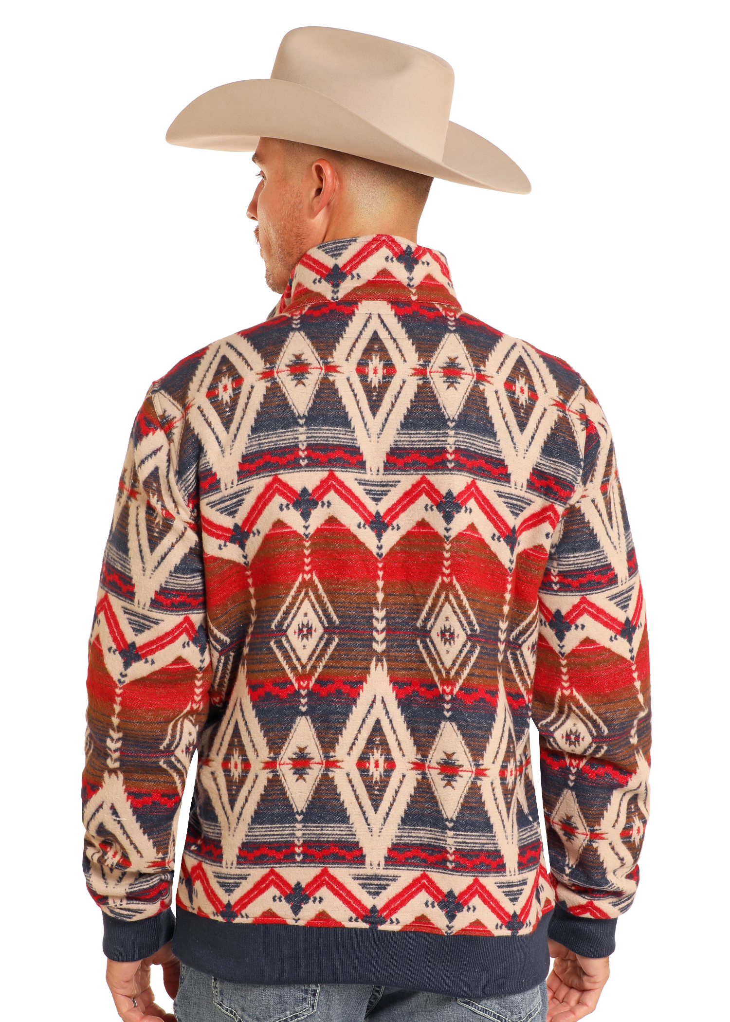 Aztec Jacquard Bomber Pullover