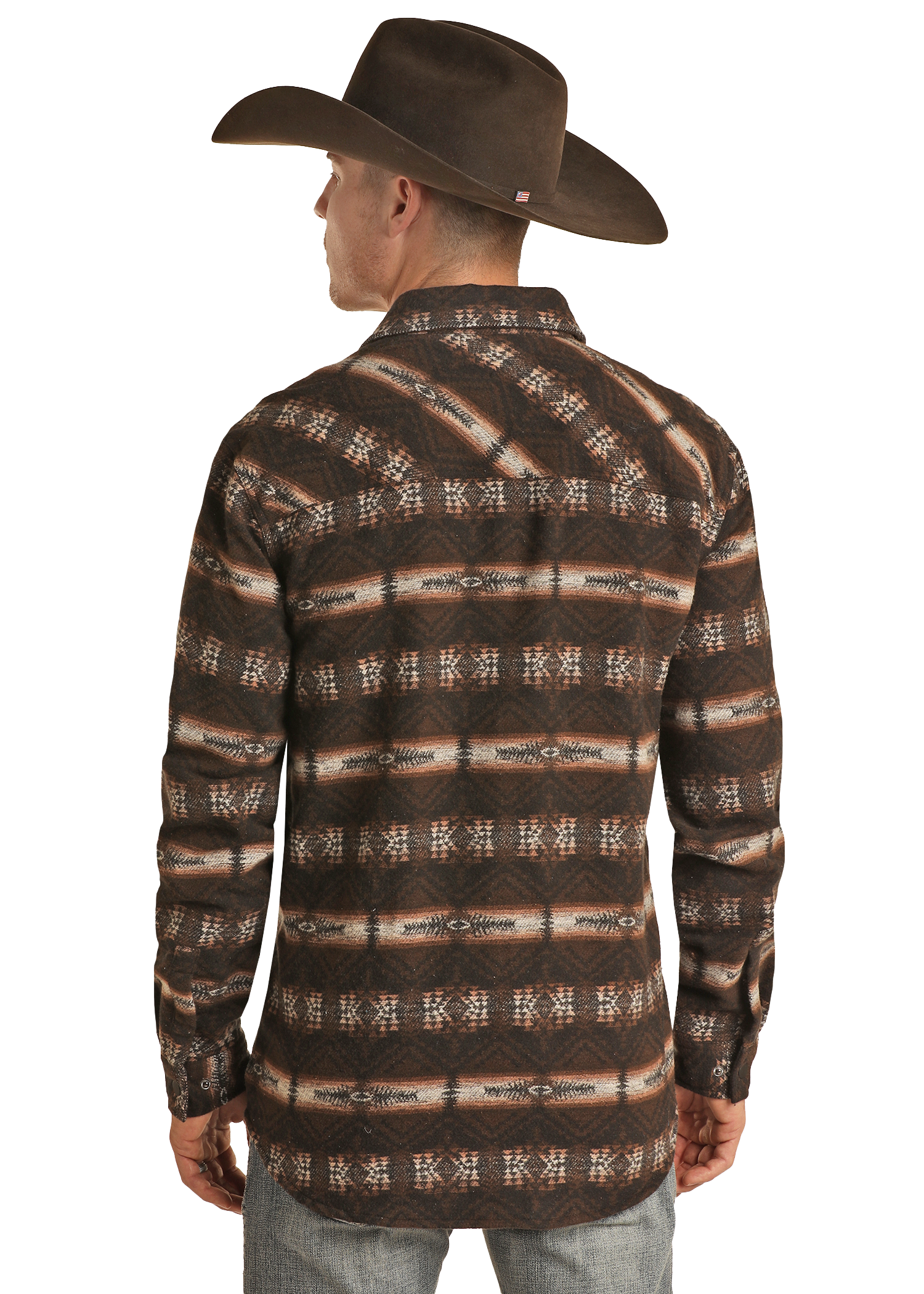 Brown Aztec Jacquard Shirt Jacket