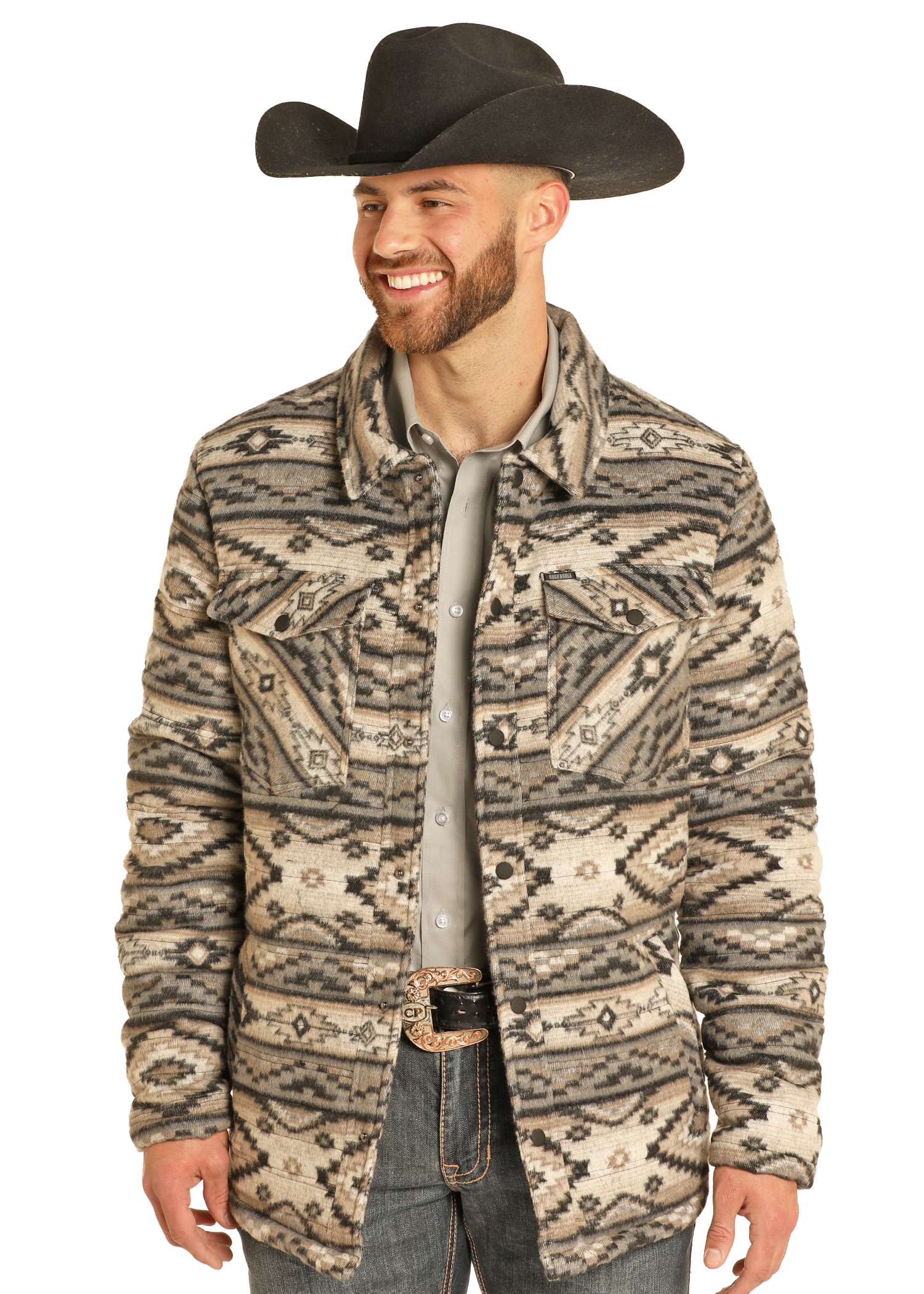 Aztec Brushed Jacquard Quilted Jacket