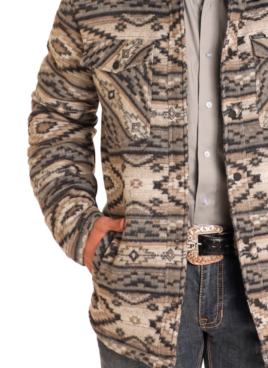 Aztec Brushed Jacquard Quilted Jacket