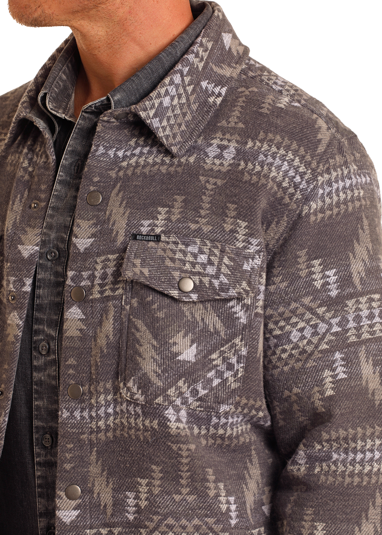 Charcoal Aztec Jacquard Shirt Jacket Charcoal Aztec Jacquard Shirt Jacket