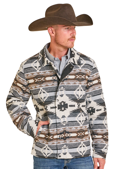 Men's Aztec Jacquard Jacket with Removable Collar | Rock & Roll Denim Men's Aztec Jacquard Jacket with Removable Collar | Rock & Roll Denim