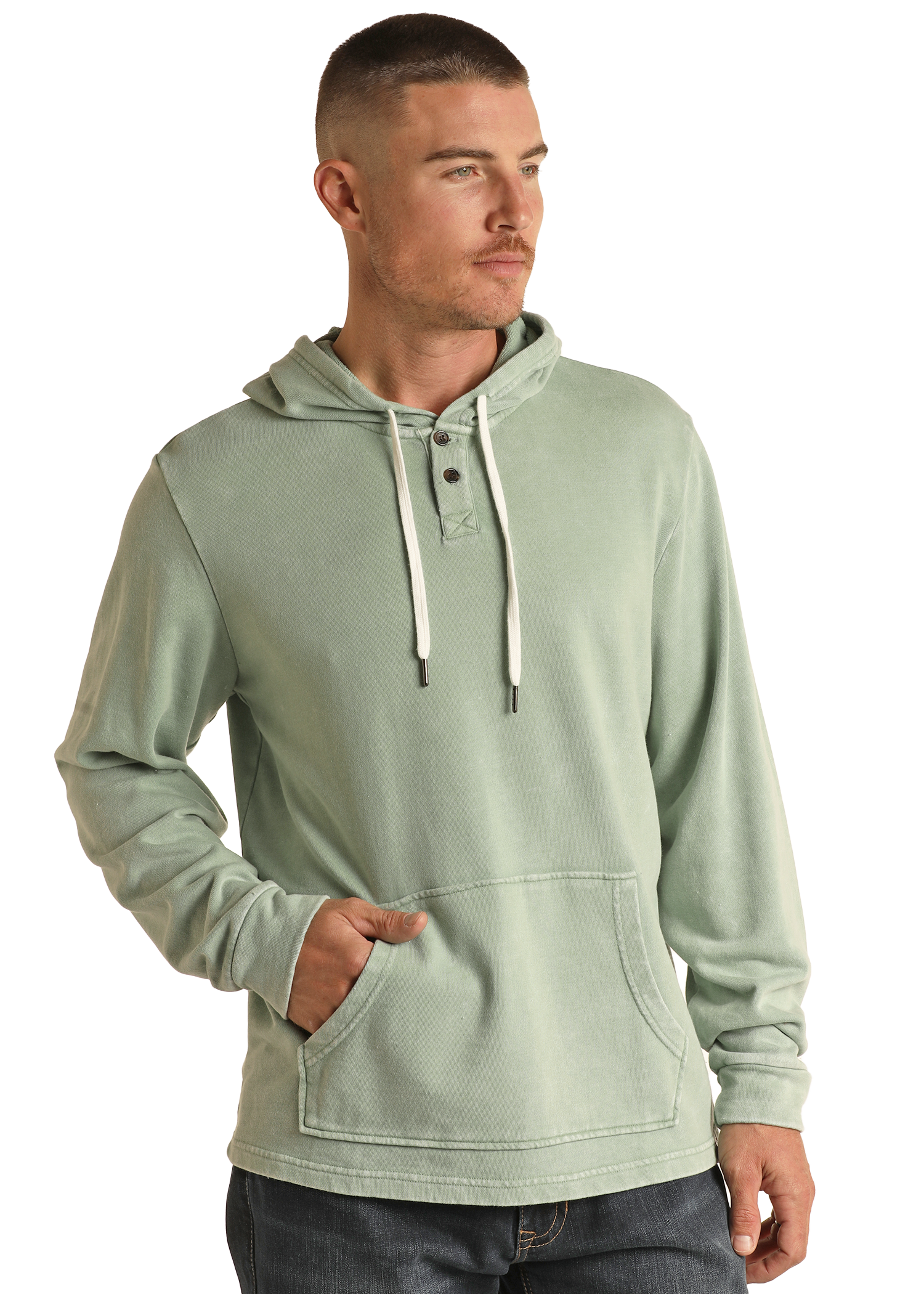 Men s Washed Terry Hoodie Rock Roll Denim