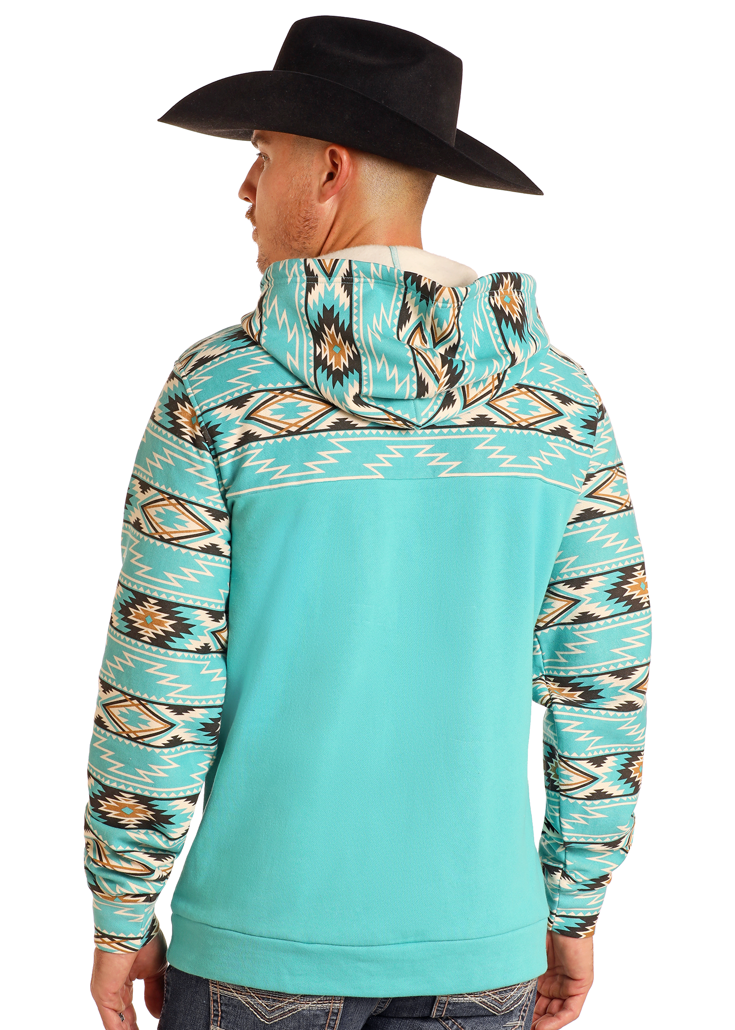 Turquiose Aztec Print Hoodie