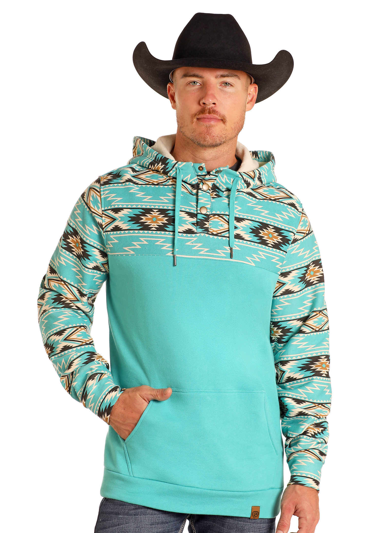 Turquiose Aztec Print Hoodie