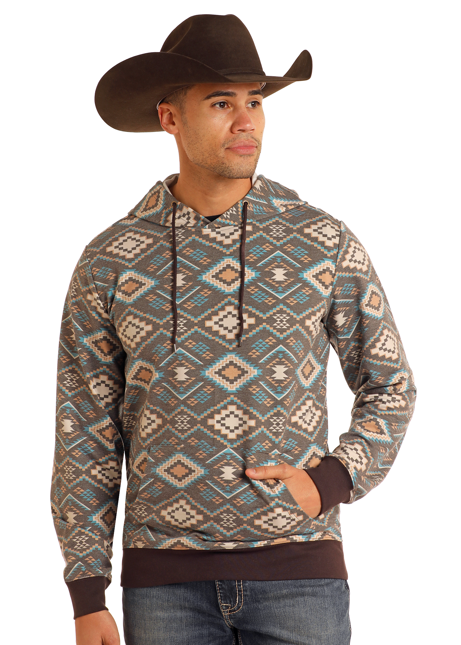 Brown Aztec Print Hoodie