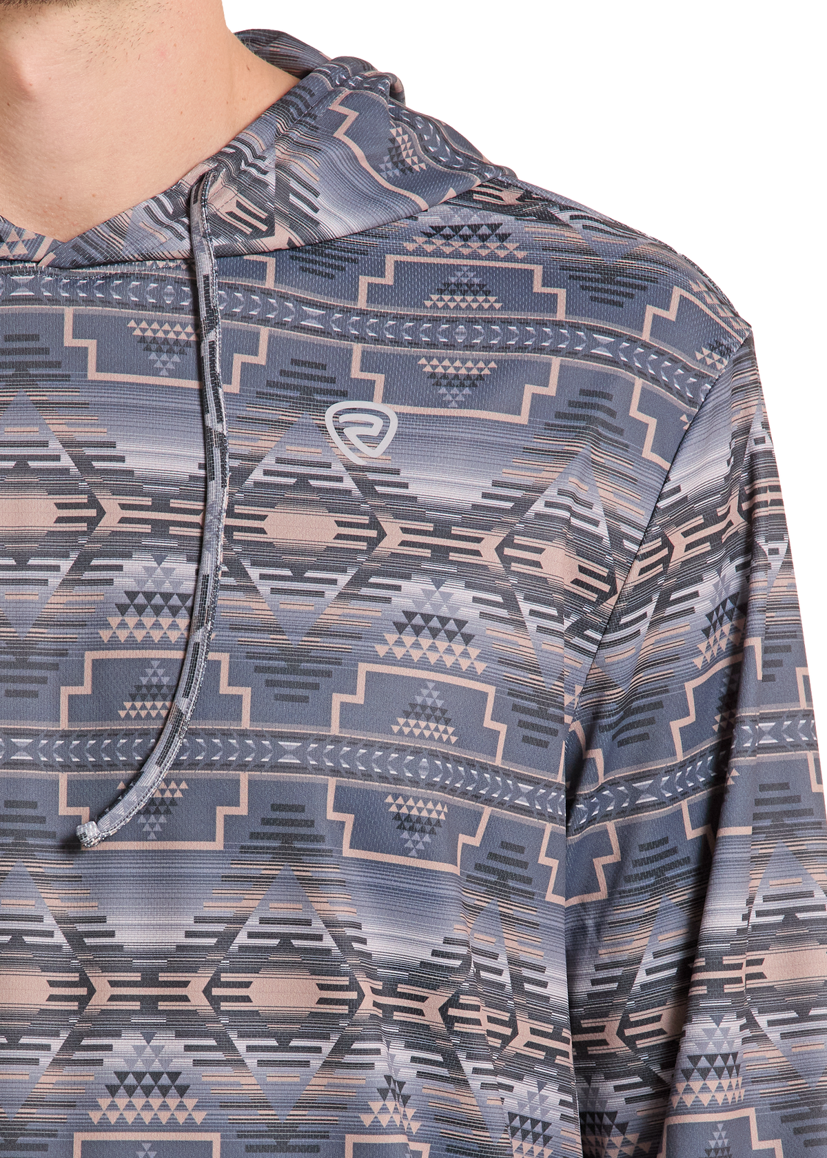 Detail image of the shoulder on a men's Aztec performance hoodie 