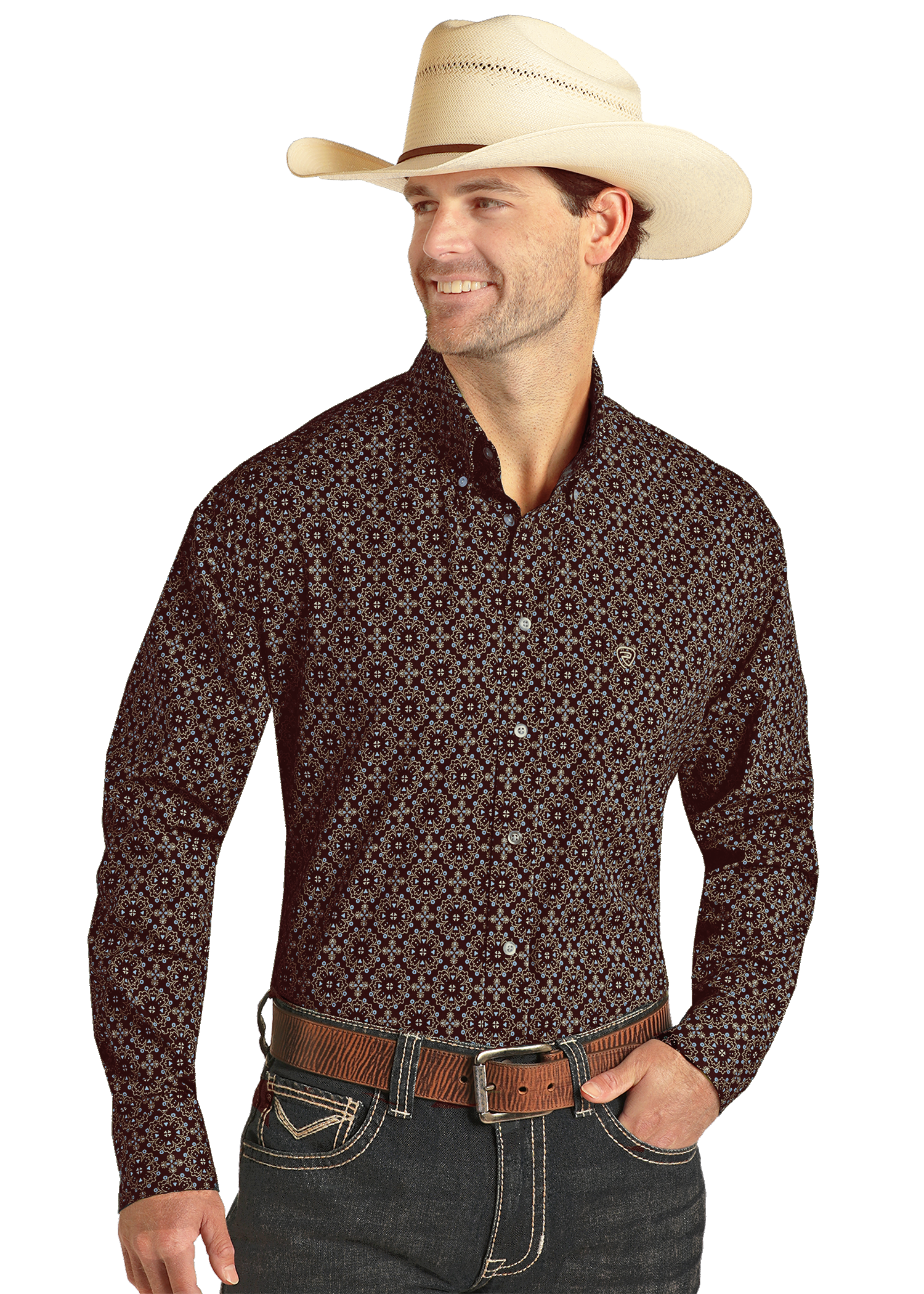 Classic Fit Medallion Long Sleeve Button Down Shirt