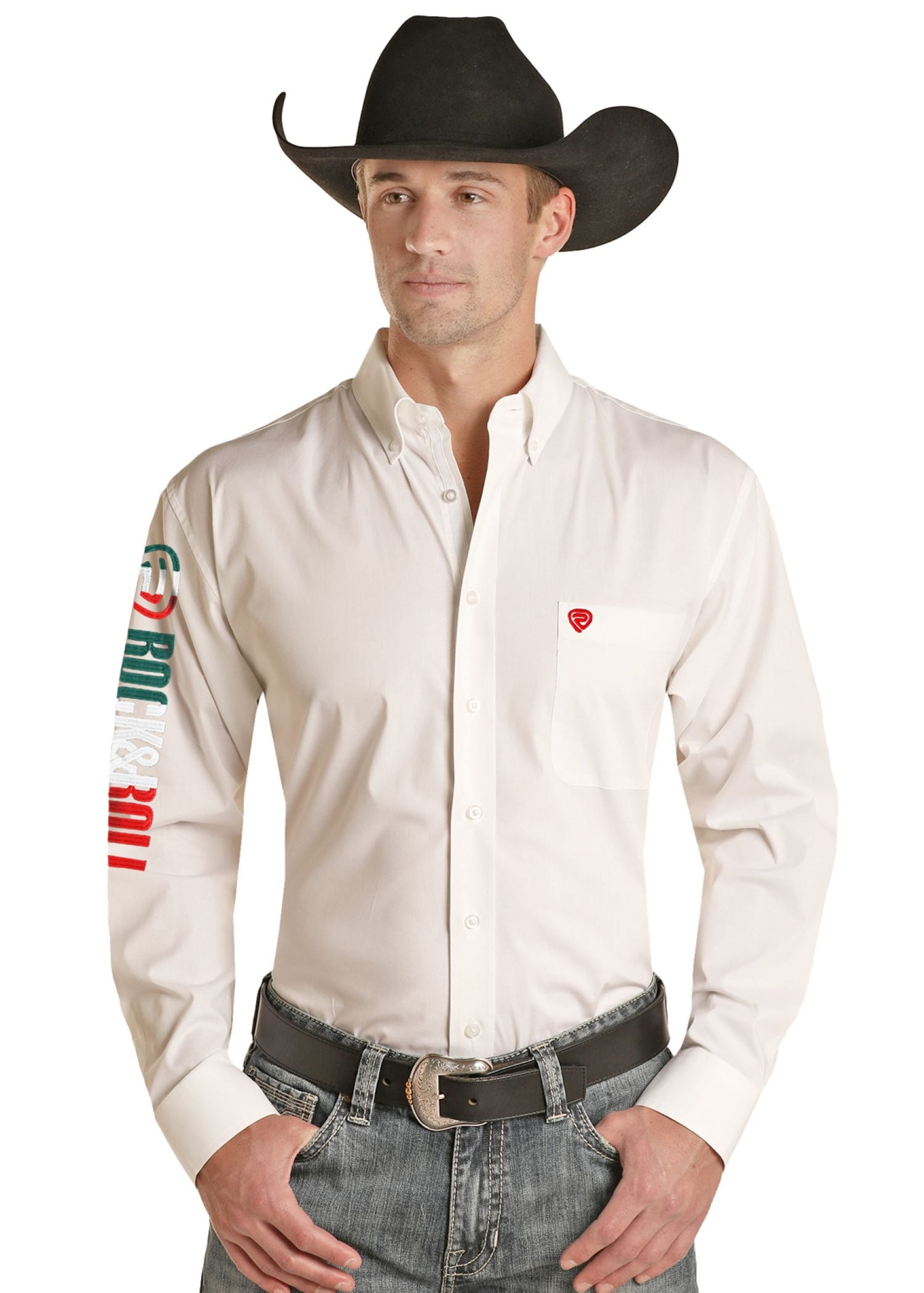 rodeo dress shirts Rodeo Clothing Men's Embroidered Yoke Long Sleeve Snap Western Shirt
