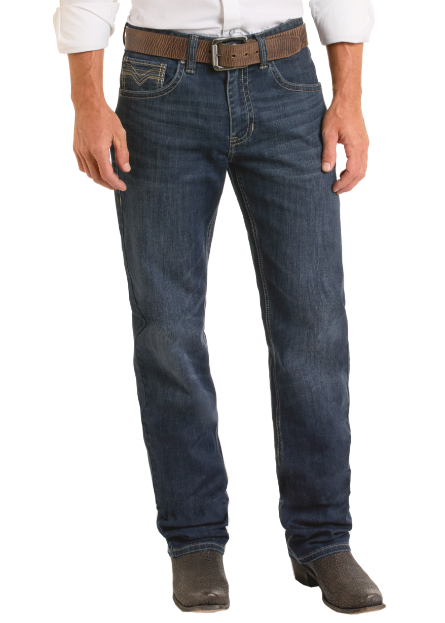 Rock & Roll Denim Men's Raised Stackable Dark Vintage Bootcut Jeans RRMDTBR13Q-2