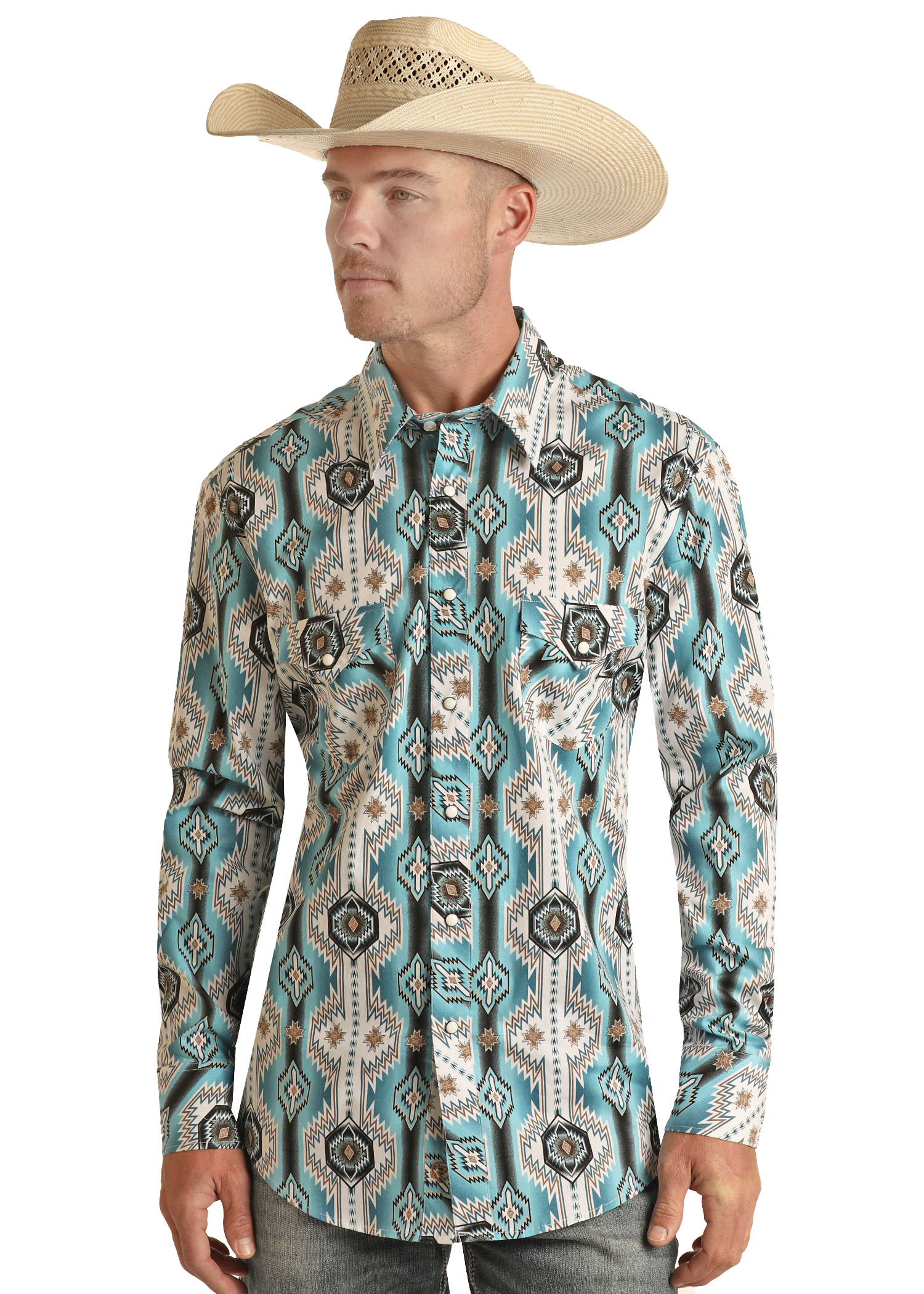 Aztec Long Sleeve Snap Shirt