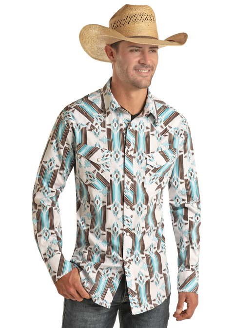 Men's Aztec Long Sleeve Snap Shirt | Rock & Roll Denim