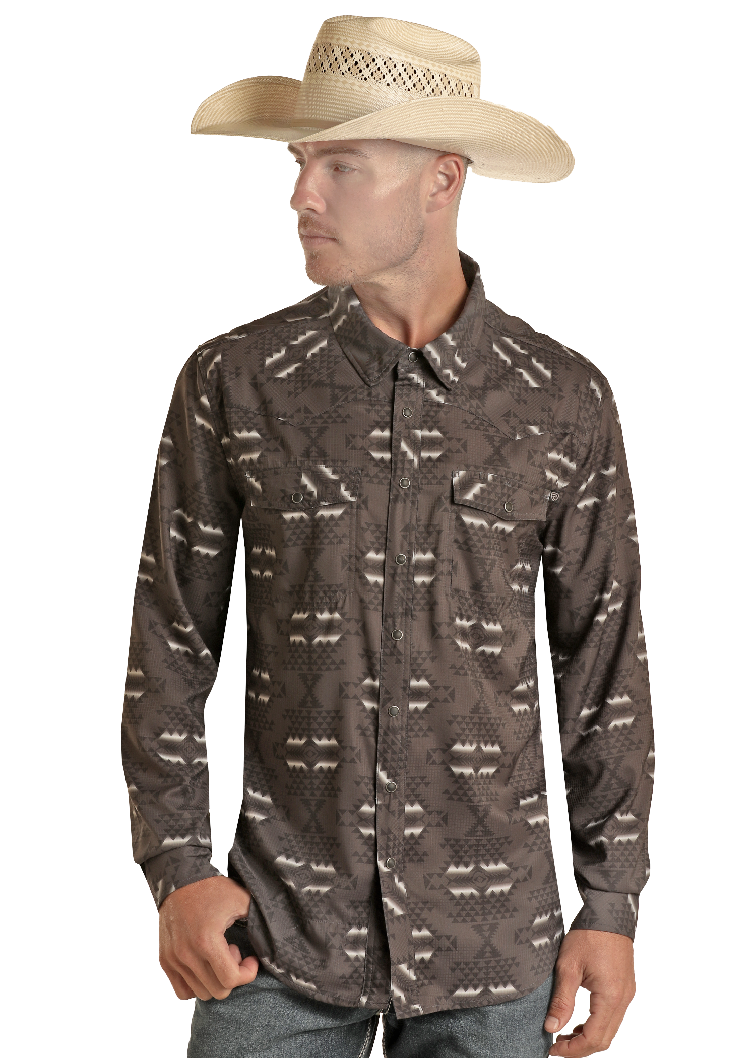 TEK Western Aztec Long Sleeve Snap Shirt