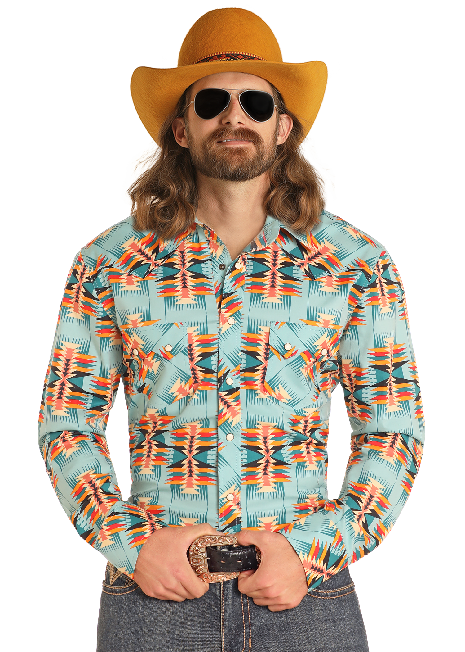 Dale Brisby Aztec Long Sleeve Snap Shirt