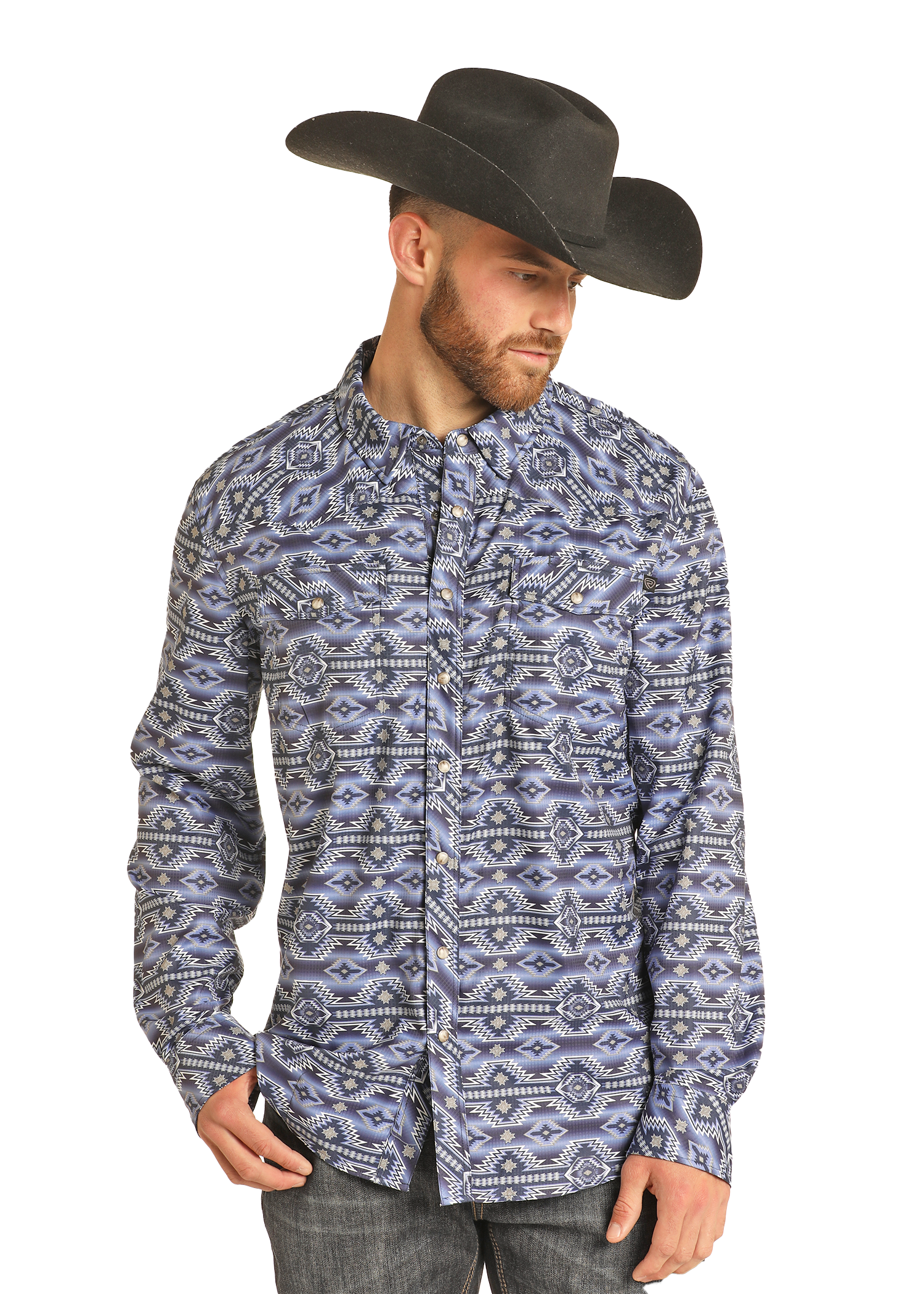 TEK Western Blue Aztec Long Sleeve Shirt