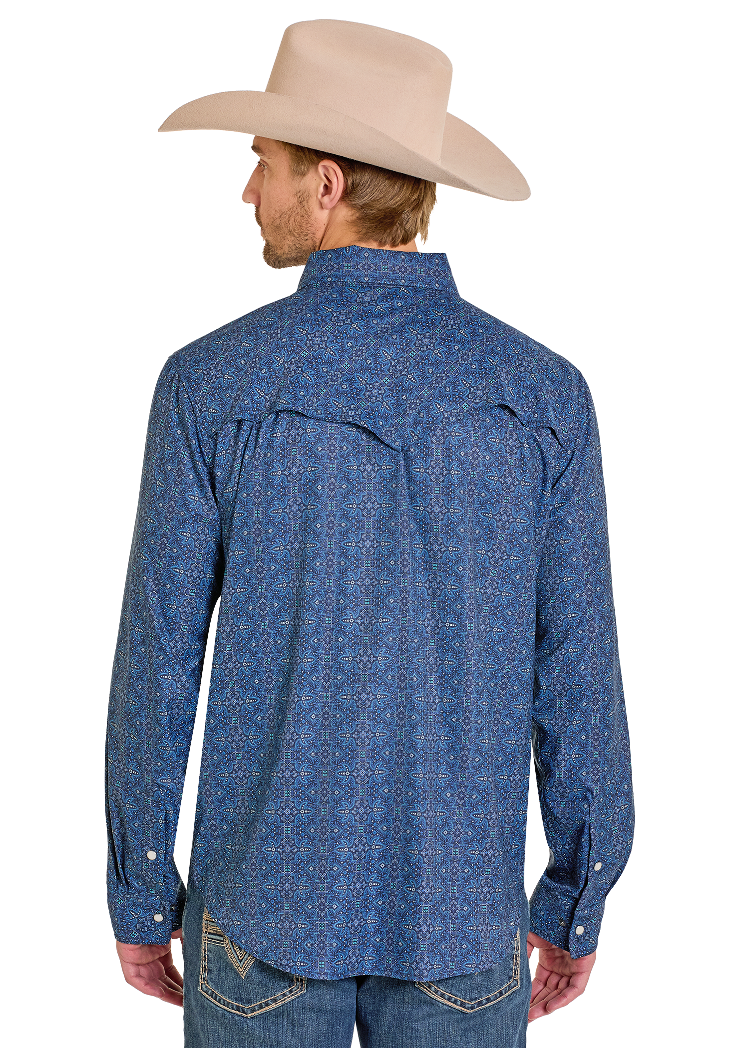 western dress shirt TEK Western Boot Stitch Print Long Sleeve Shirt