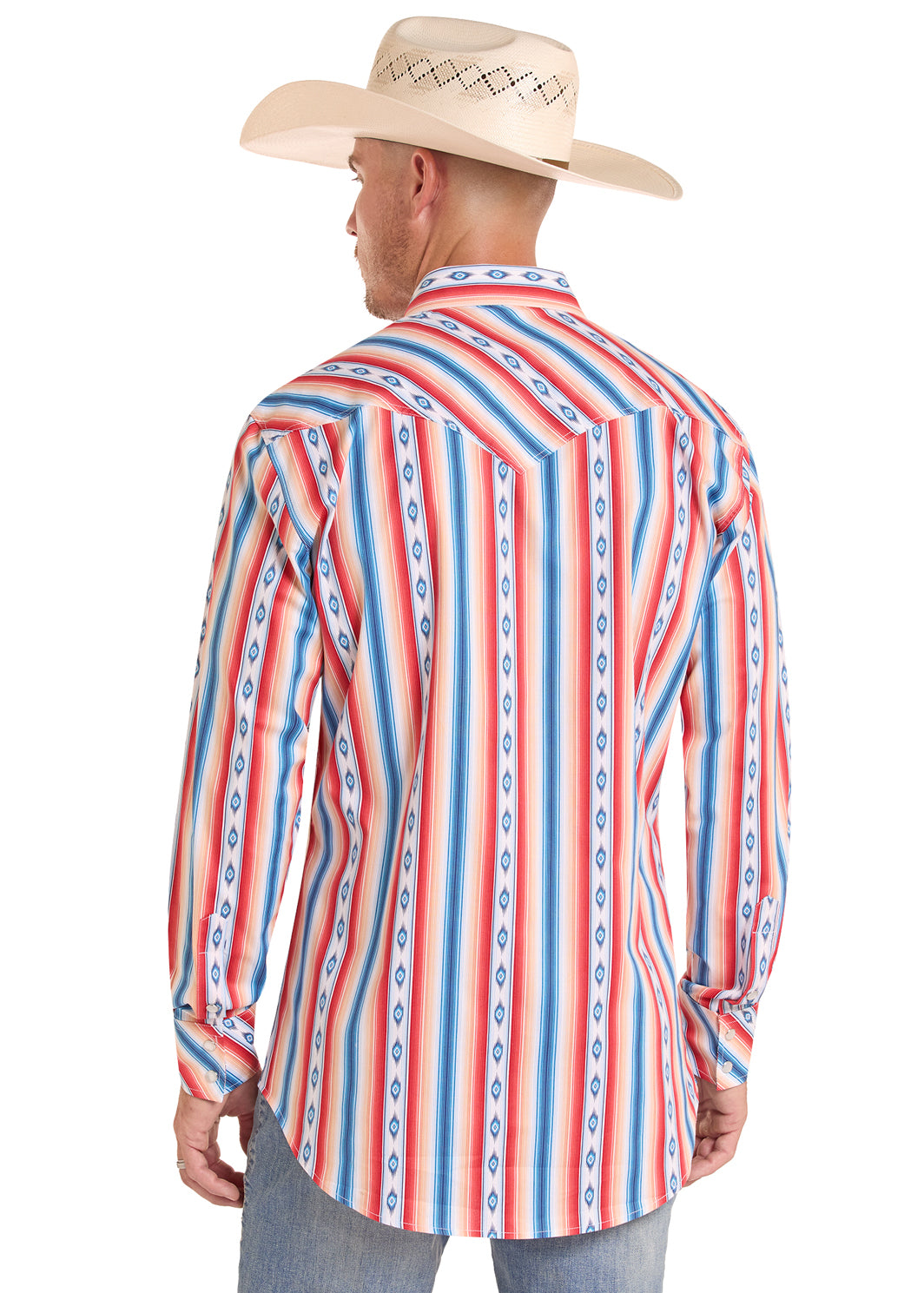 Men's Koe Wetzel Slim Fit Aztec Stripe Long Sleeve Snap Shirt