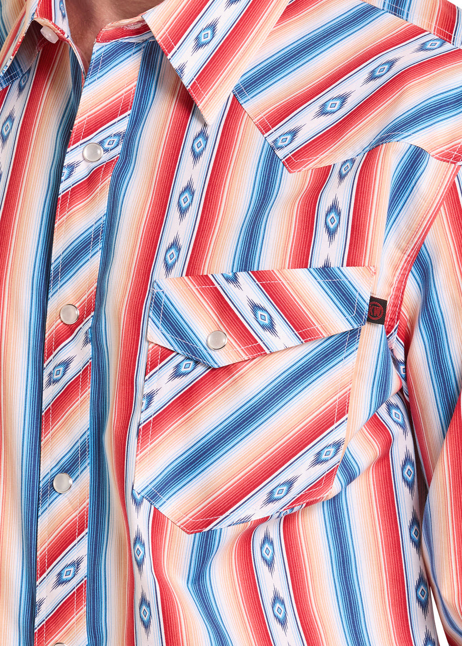 Men's Koe Wetzel Slim Fit Aztec Stripe Long Sleeve Snap Shirt