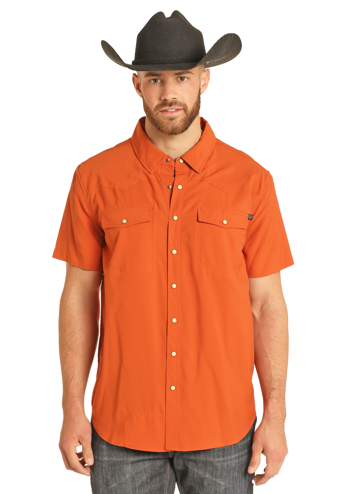 orange short sleeve dress shirt Buffalo Trace Orange Woven Short Sleeve Button Up