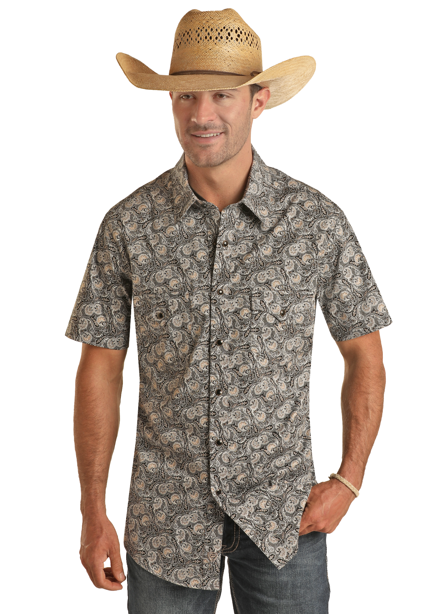 Paisley Design Short Sleeve Snap Shirt