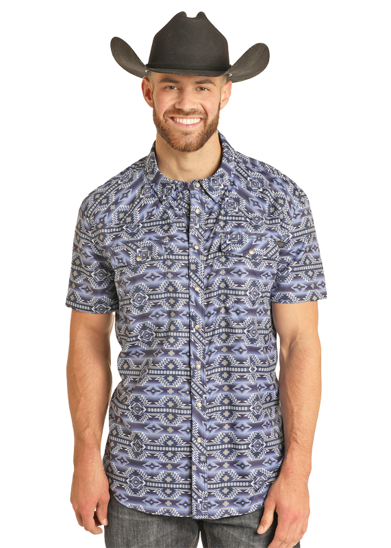 TEK Western Blue Aztec Short Sleeve Shirt