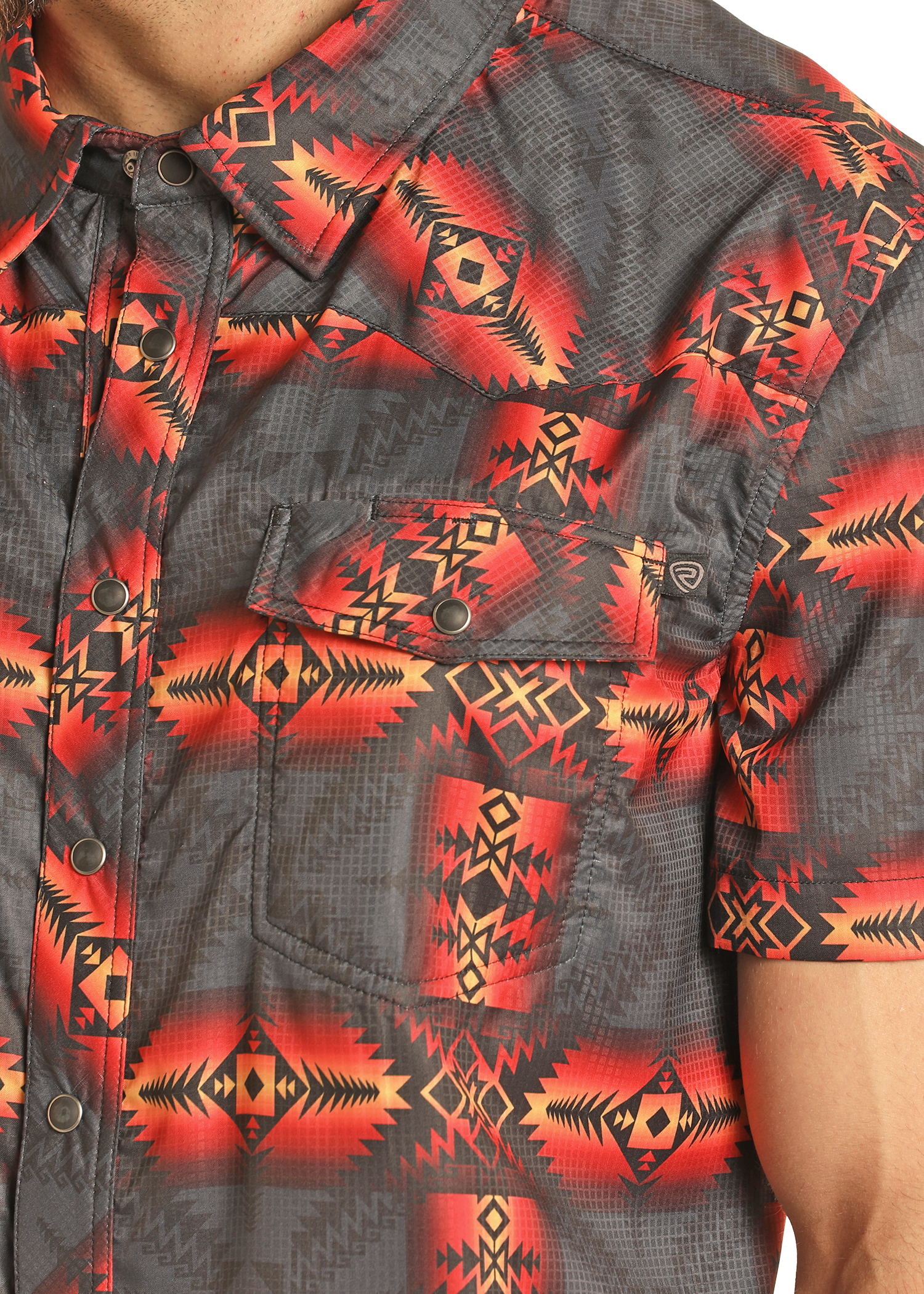 TEK Western Red Aztec Short Sleeve Shirt