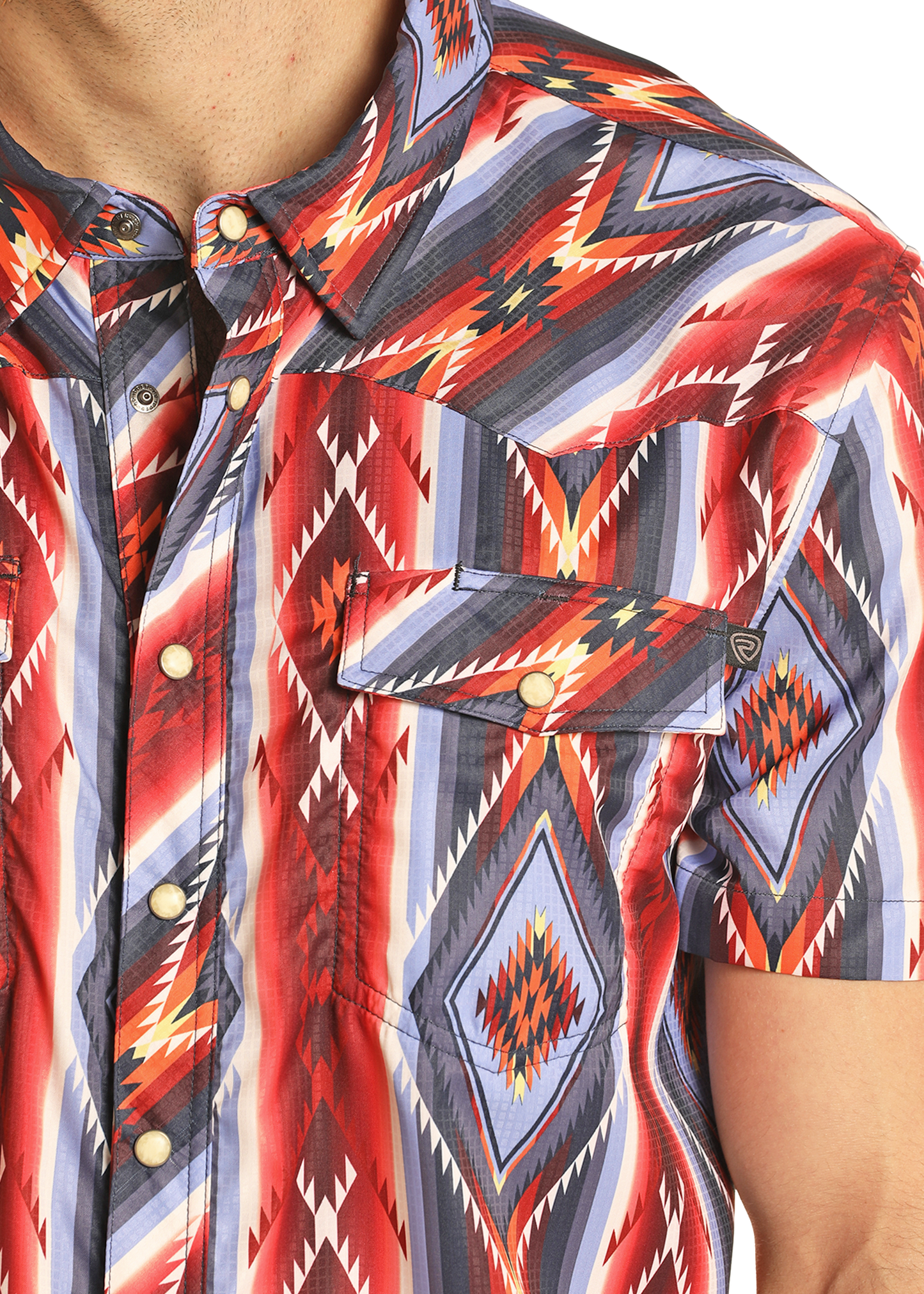 Men's TEK Western Striped Aztec Short Sleeve Shirt | Rock Men's TEK Western Striped Aztec Short Sleeve Shirt | Rock