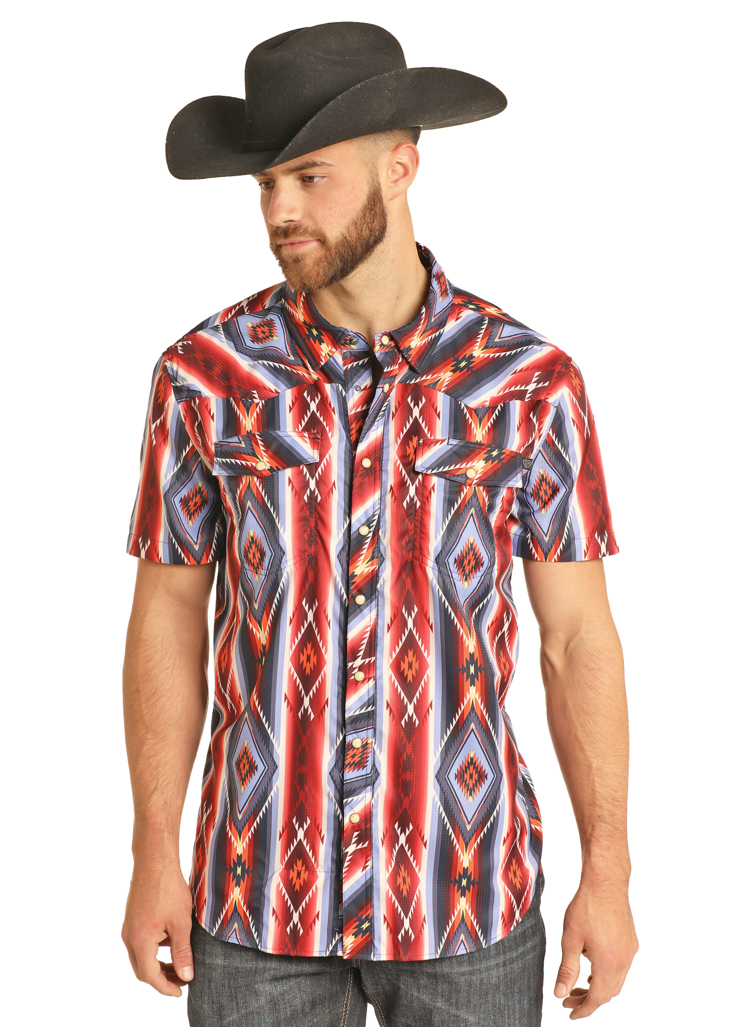 TEK Western Striped Aztec Short Sleeve Shirt