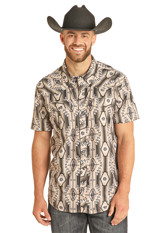 TEK Western Tan Aztec Short Sleeve Shirt