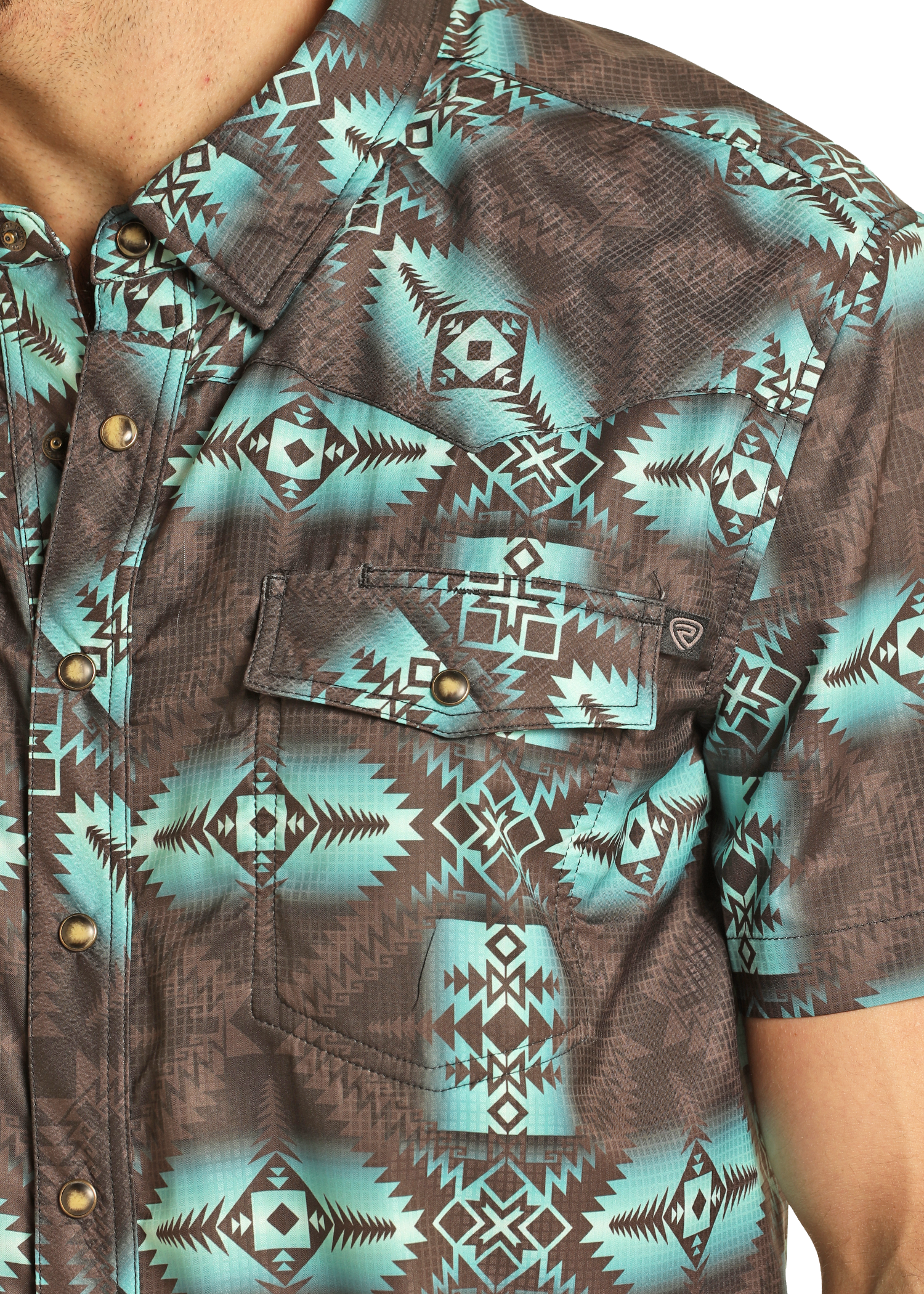 TEK Western Brown Aztec Short Sleeve Shirt