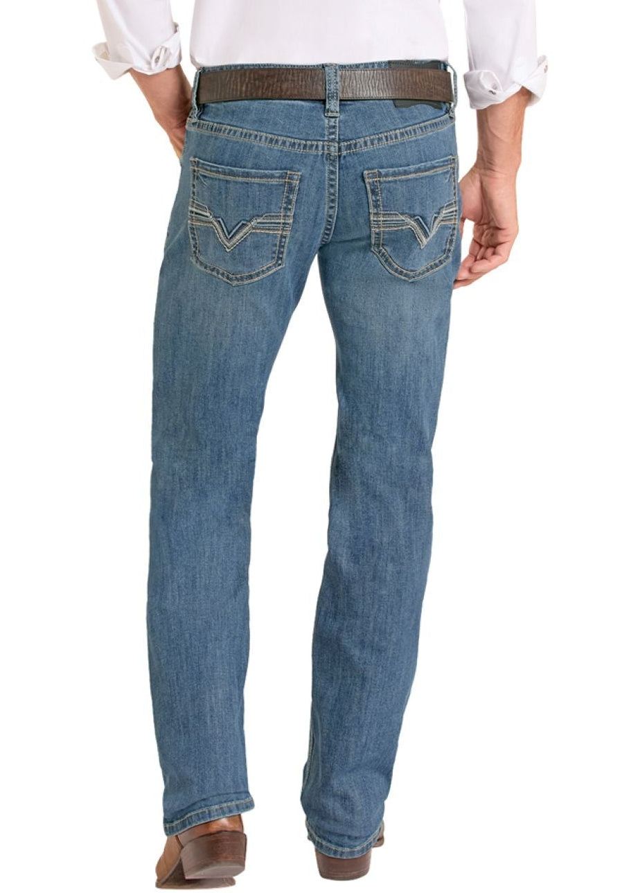 Back of man wearing jeans and cowboy boots 