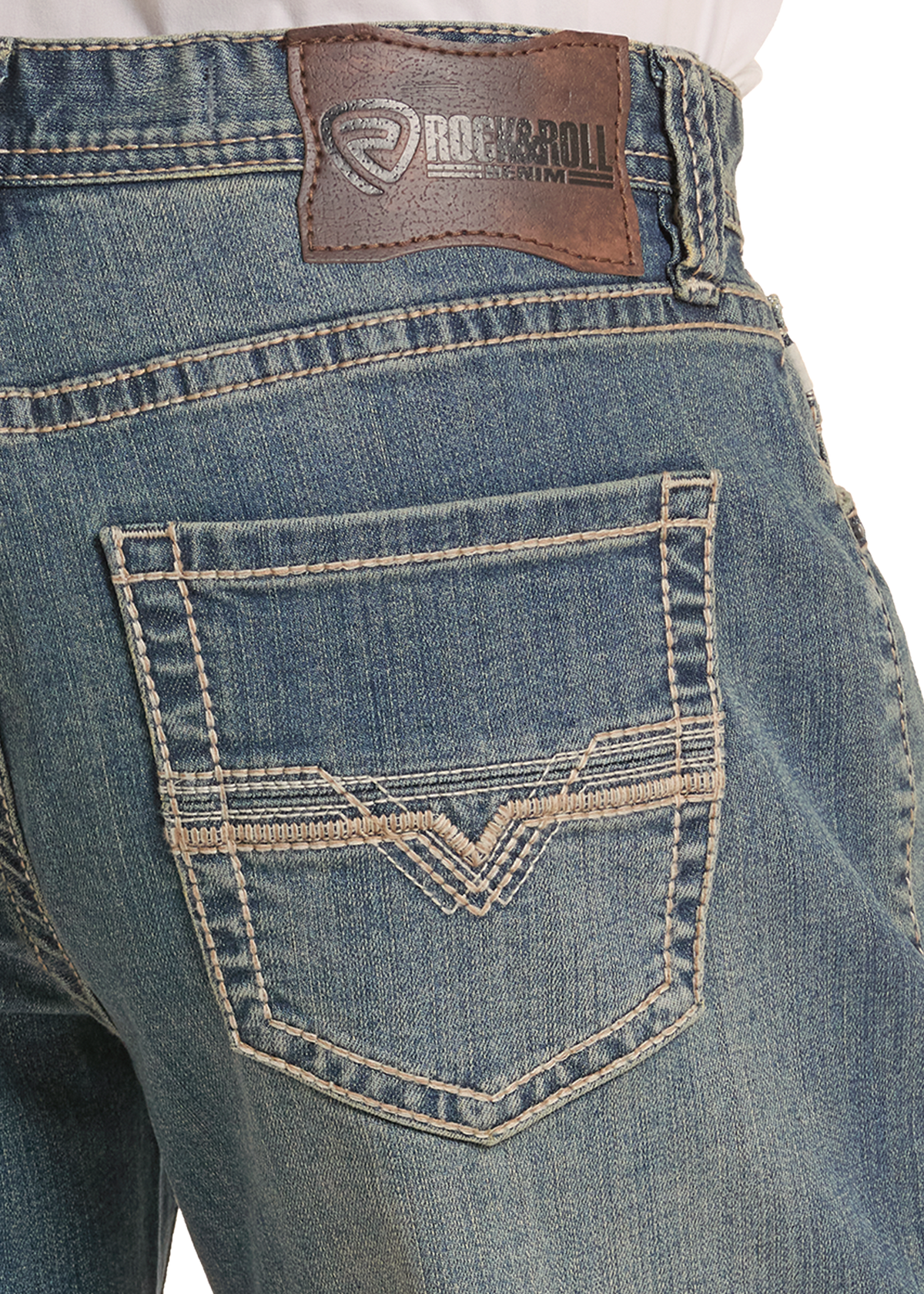 Embroidered denim pocket. 