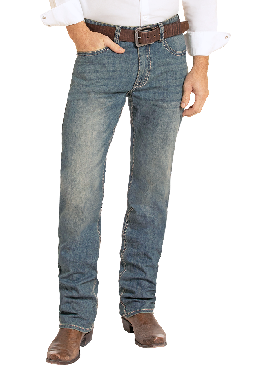 Man wearing a relaxed fit jean. 