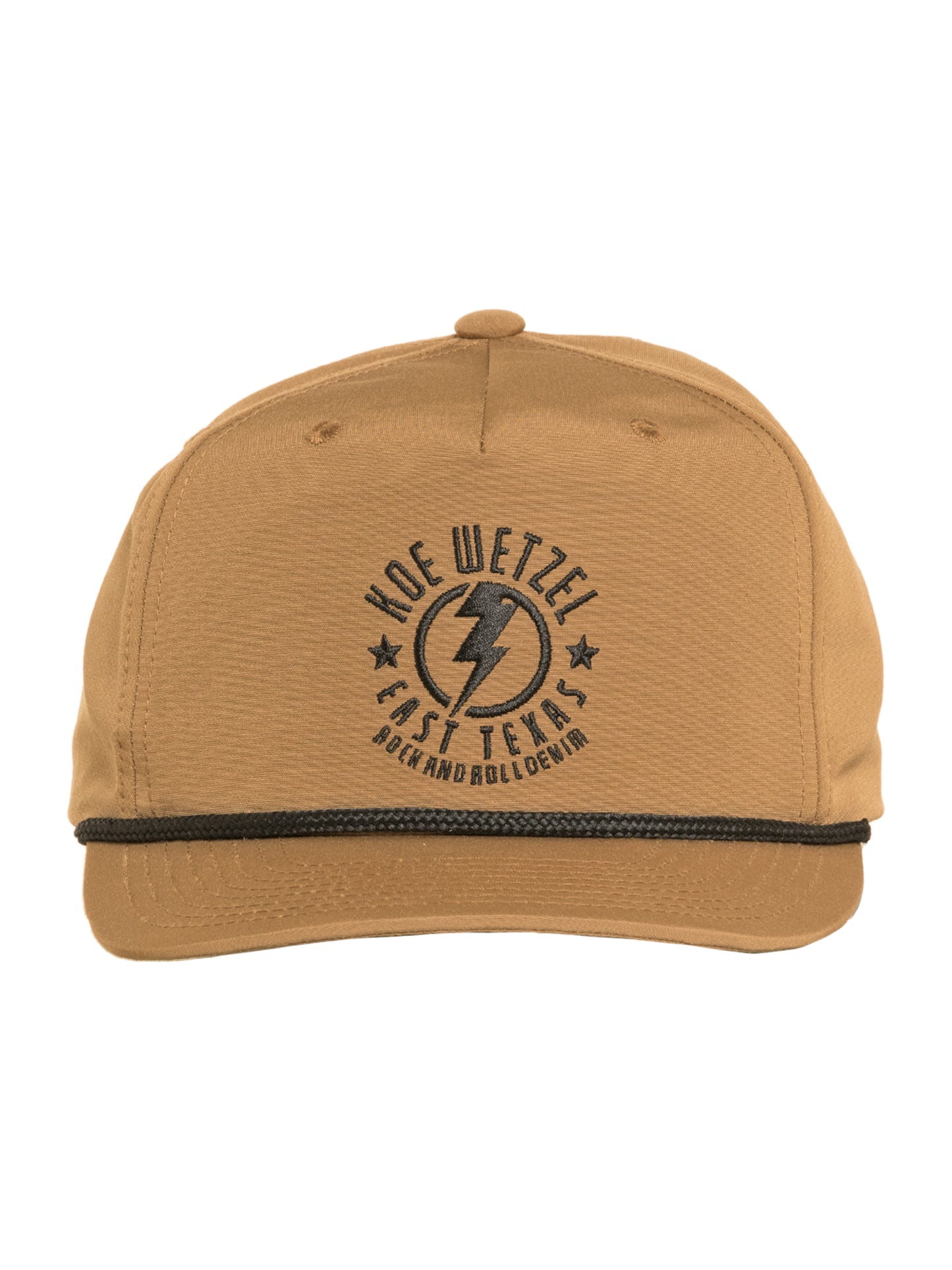 Brown cap with black Koe Wetzel logo and text on a white background