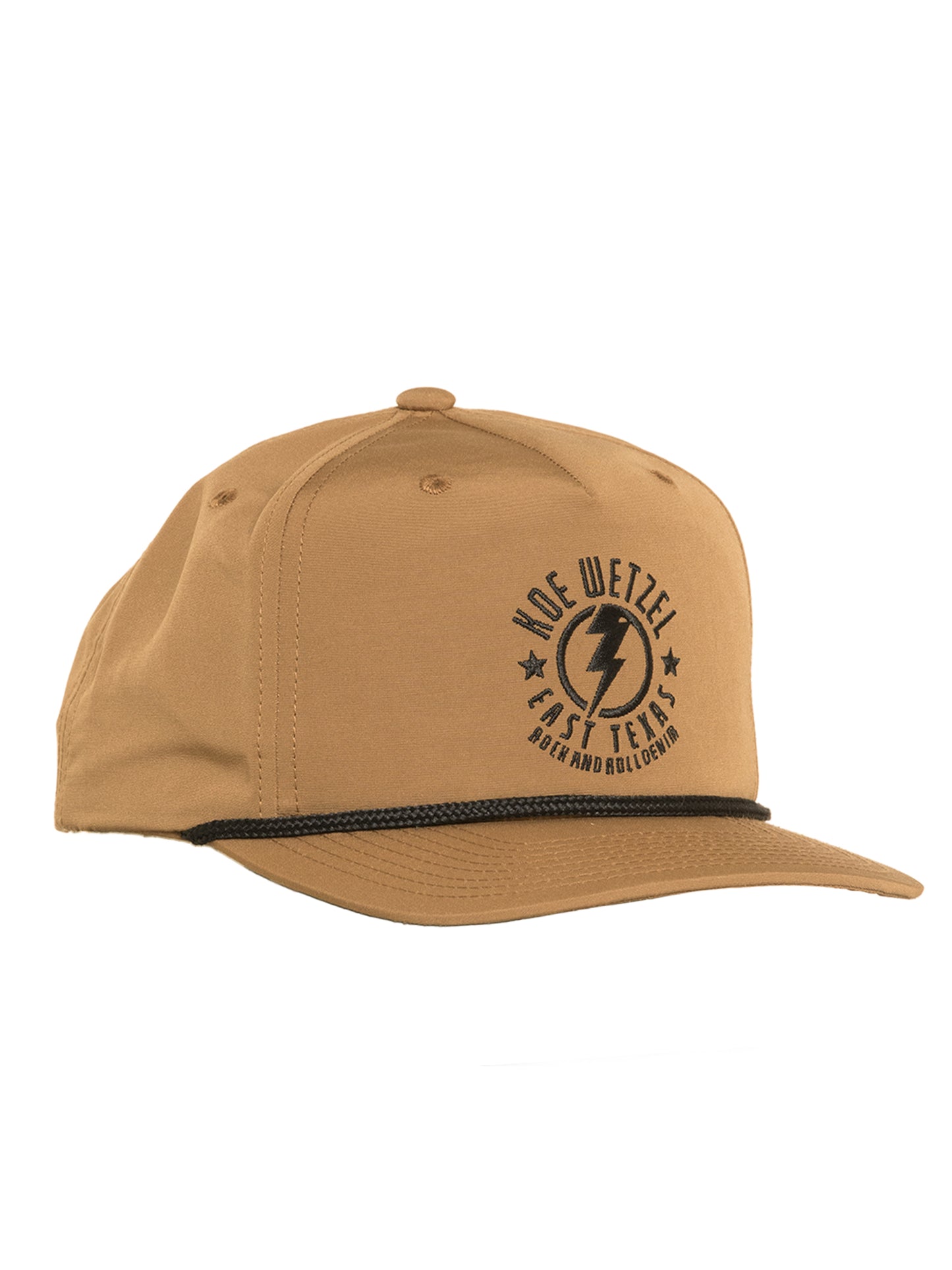 Brown cap with black Koe Wetzel logo and text on a white background