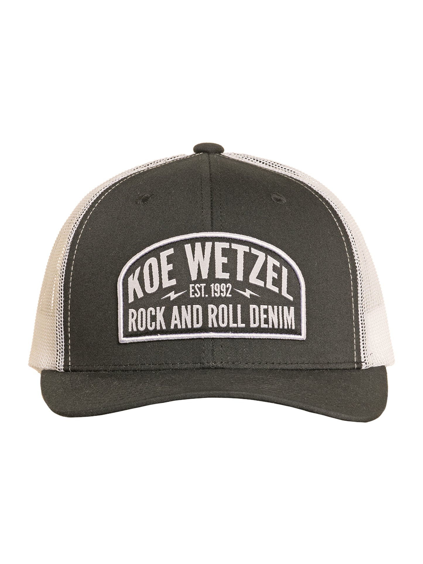 Black and beige cap with 'Koe Wetzel' logo on a white background