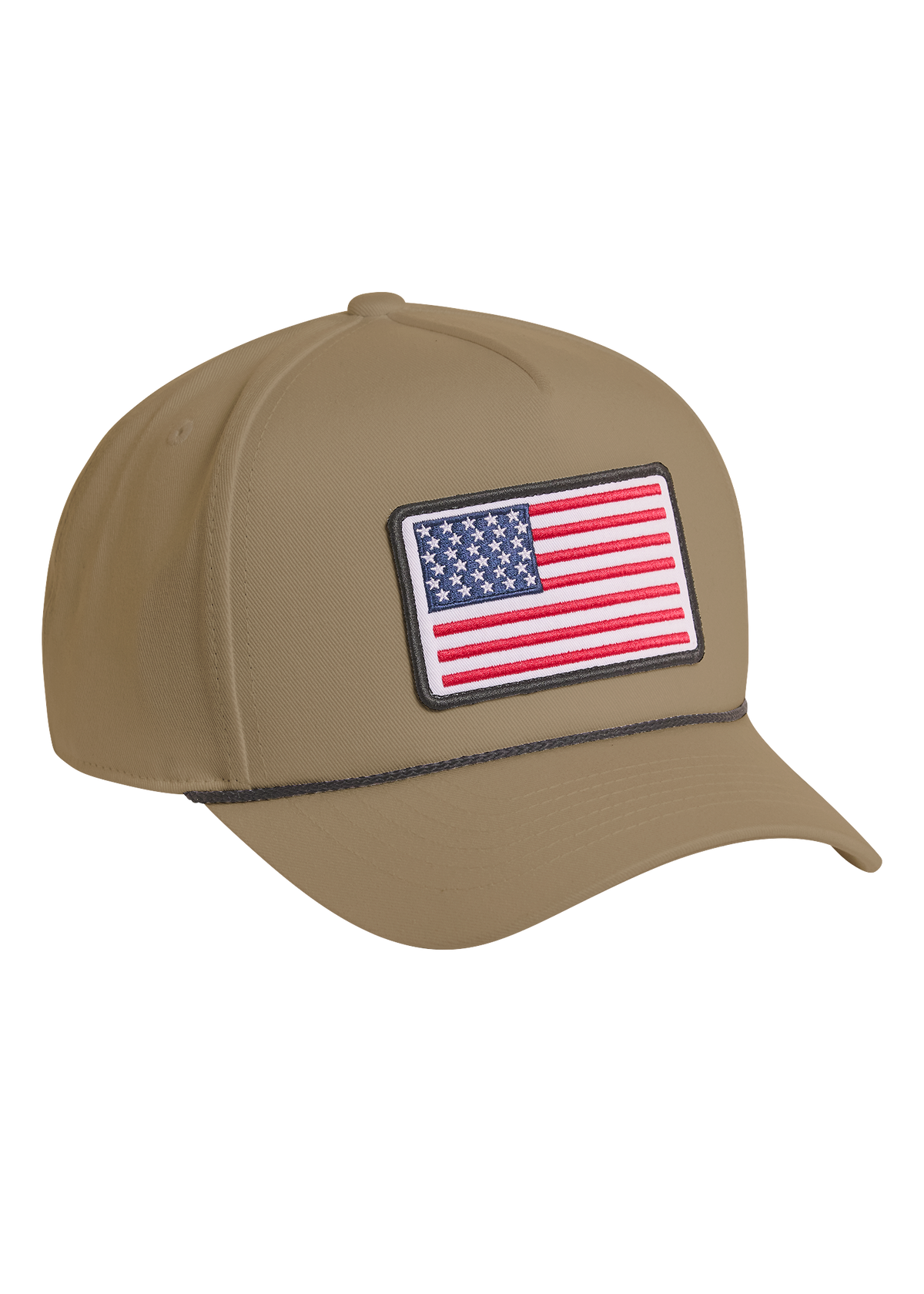 Khaki Rock and Roll Flag Cap