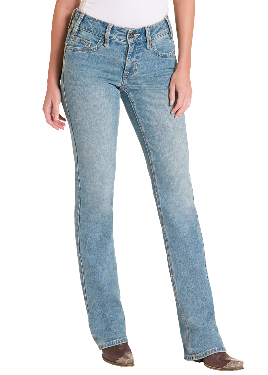 Woman wearing a white tank top and blue jeans on a white background