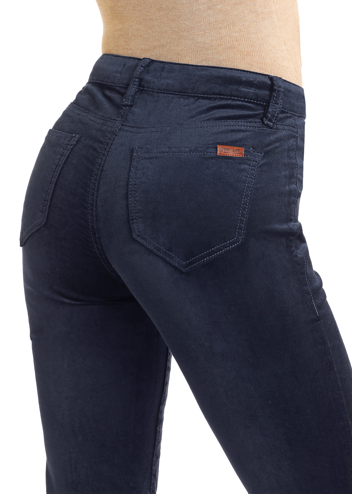 【NONCODE】Ville velvet bootcut pants Women's Blue Velvet Extra Stretch Modest Bootcut Jeans