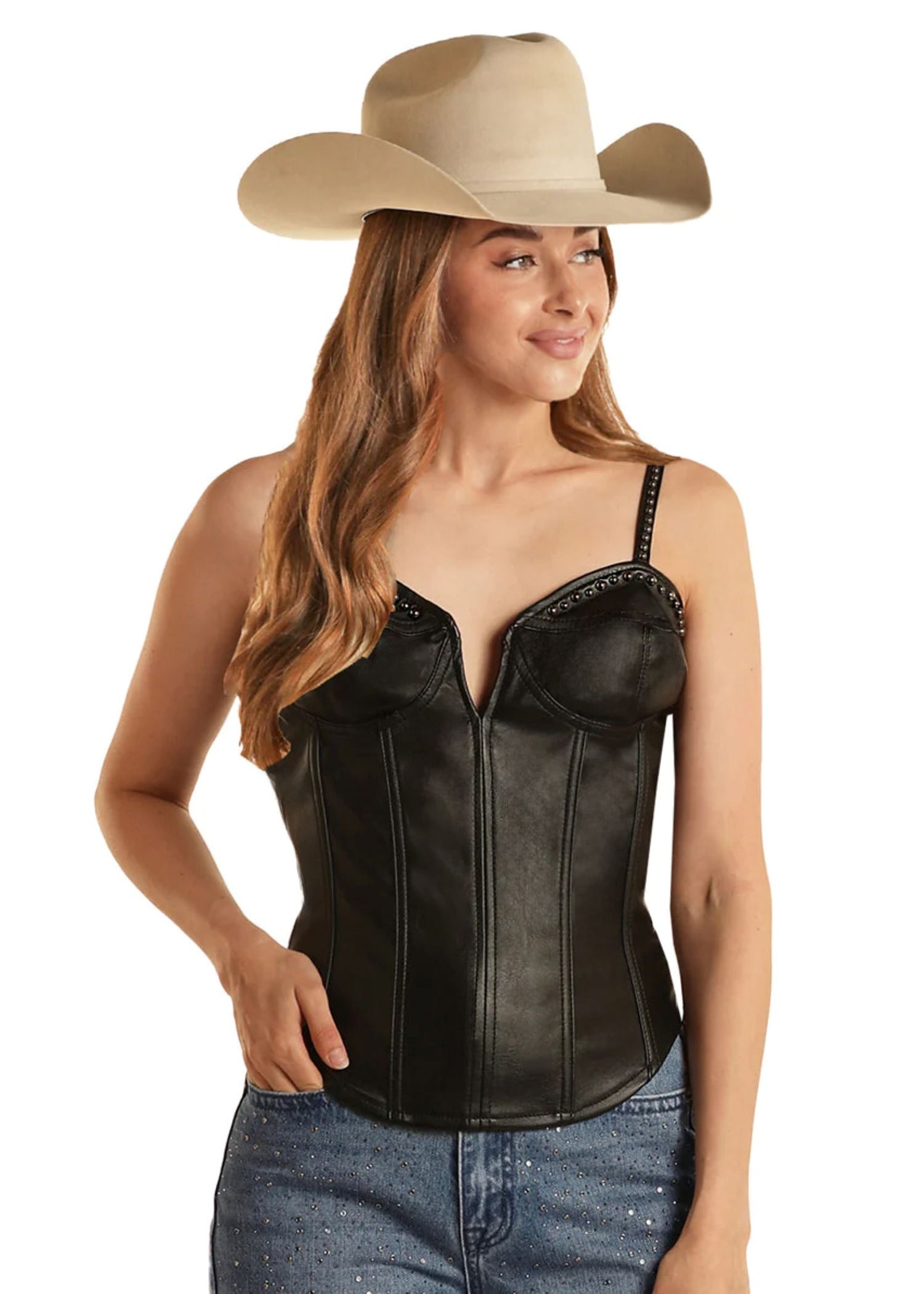 Women's Leather Corset Tank Top | Rock & Roll Denim Women's Leather Corset Tank Top | Rock & Roll Denim