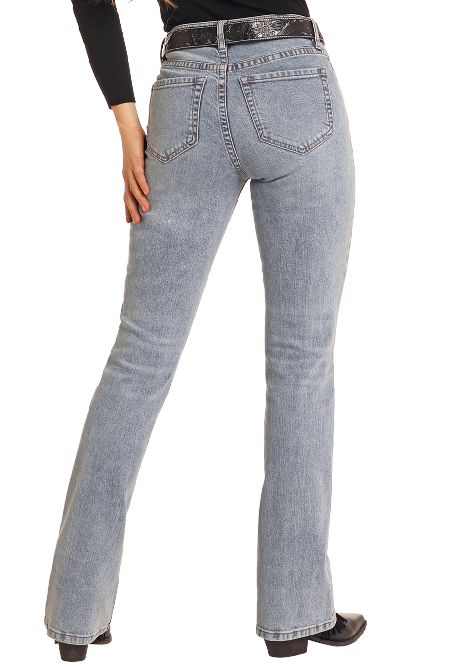Women's High Rise Diamond Studded Bootcut Jeans | Rock & Roll Denim